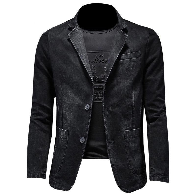 Jeansblazer Herrenblazer Jeans Schmale Passform Cowboy-mäntel Freizeit Herrenanzug Jeansjacke Herren Lässiger Mantel Ein Knopf Neu - Grau