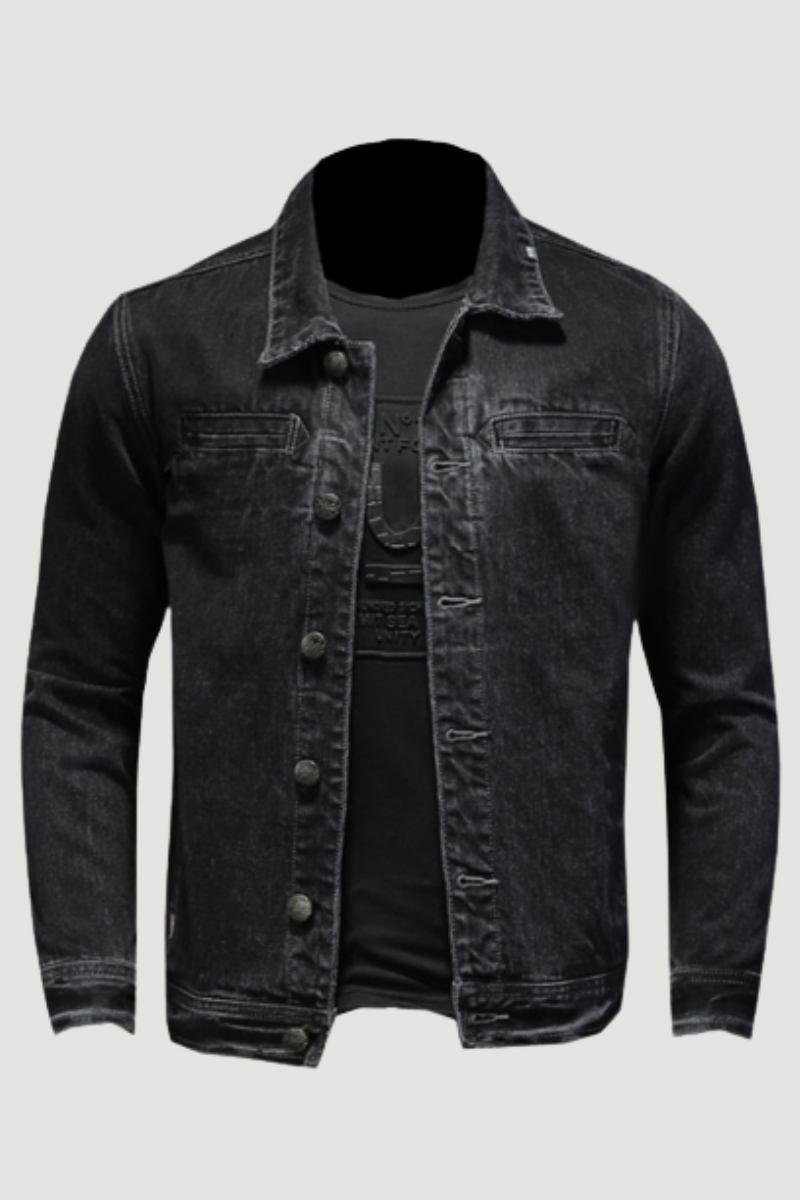 Jeansjacke Für Herren Jeansmantel Herbst Bomberjacke Motorrad Einfachheit Lässig Revers Langärmelig Schmal Schwarz Cowboy-kleidung