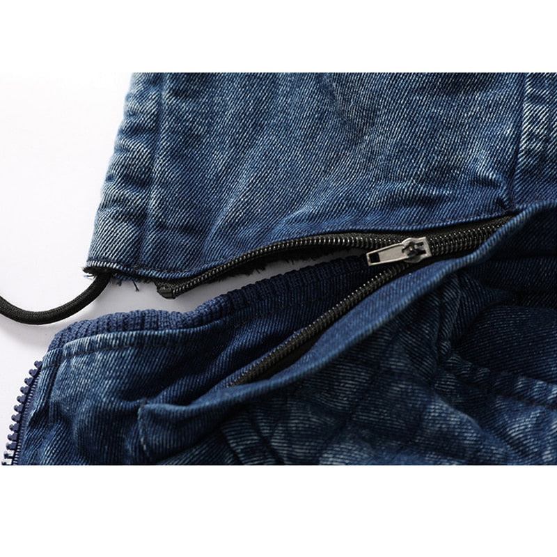 Jeansjacke Für Herren Trendige Kapuzenjacke Aus Denim Lässige Warme Windjacke Aus Fleece Cowboymäntel Herrenbekleidung - Jeansblau