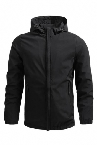 Kapuzenjacke Für Herren Einfarbig Windbreaker Jacken Lässig Collegejacke Campingmantel Outdoor-oberbekleidung