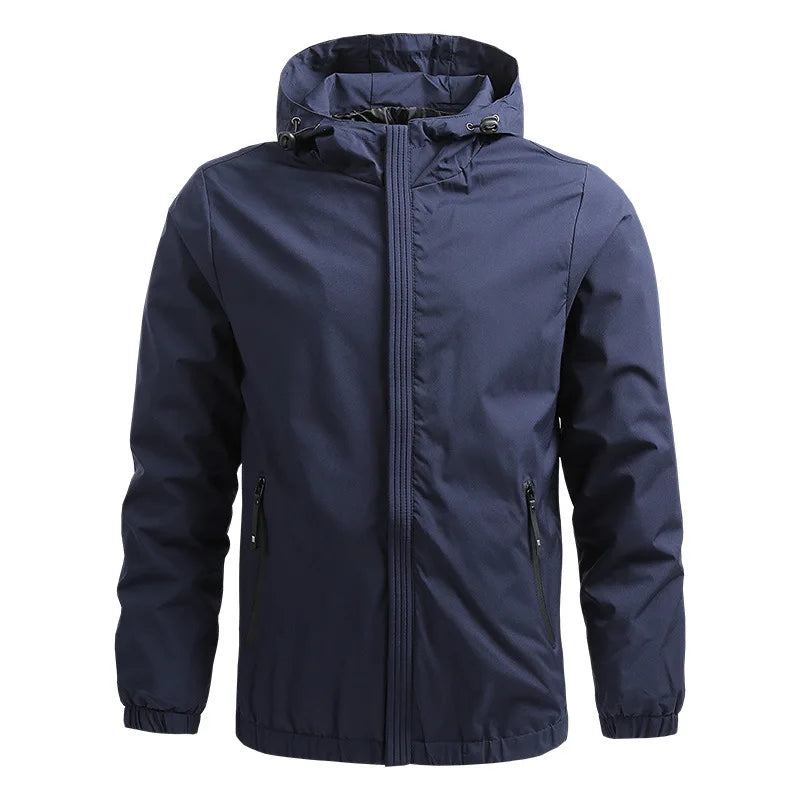 Kapuzenjacke Für Herren Einfarbig Windbreaker Jacken Lässig Collegejacke Campingmantel Outdoor-oberbekleidung - blau