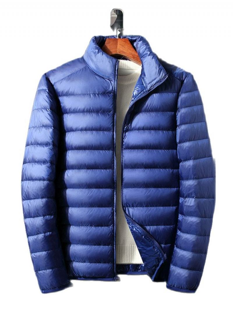 Lässige Daunenjacke Für Herren Herbst Und Winter Neuer Weißer Entendaunen-stehkragen Herrenmantel Kleidung - Marineblau