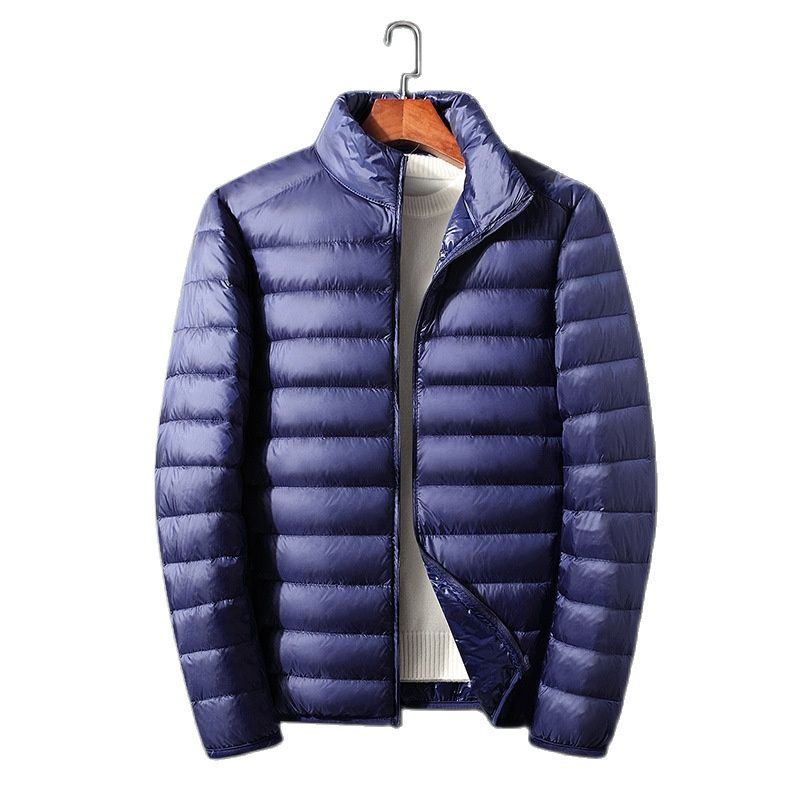 Lässige Daunenjacke Für Herren Herbst Und Winter Neuer Weißer Entendaunen-stehkragen Herrenmantel Kleidung - Marineblau