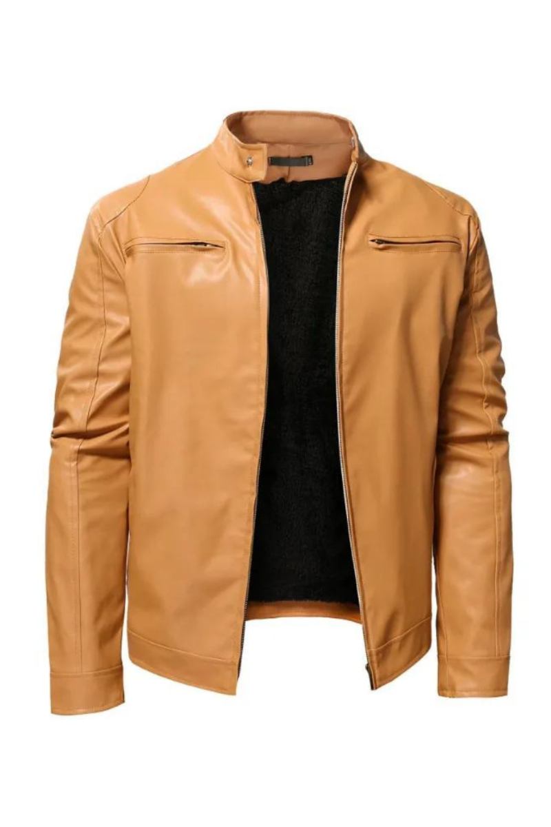 Lederjacke Dicker Ledermantel Herren Sport Lokomotive Kleidung Business Gentleman Jacke - Braun