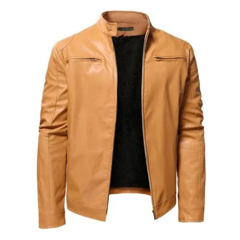 Lederjacke Dicker Ledermantel Herren Sport Lokomotive Kleidung Business Gentleman Jacke - Braun