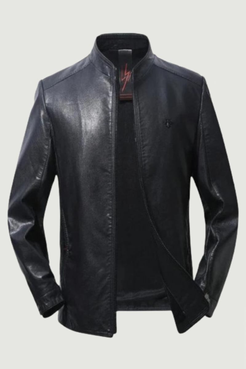 Lederjacke Für Herren Frühling Und Herbst Schwarz Bikerjacke