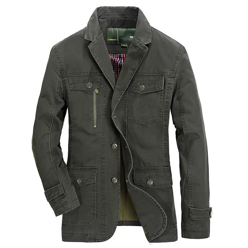 Militärblazer Frühling Herbst Baumwolle Freizeitblazer Anzugjacke Blazer - Khaki