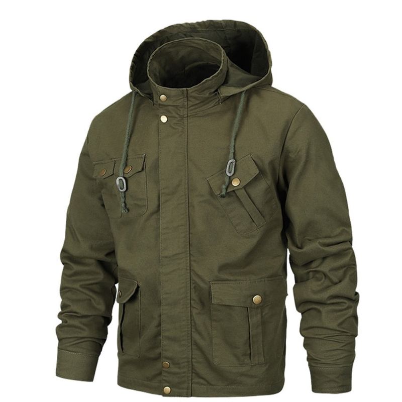 Militärjacke Für Herren Pilotenjacke Aus Baumwolle Mantel Army Bomberjacken Für Cargo-fliegerjacke Für - Schwarz