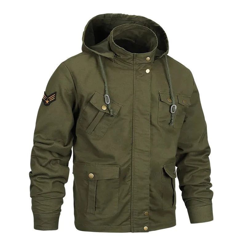 Militärjacken Für Herren Windjacke Mit Kapuze Freizeitjacke Oberbekleidung Für - Schwarz