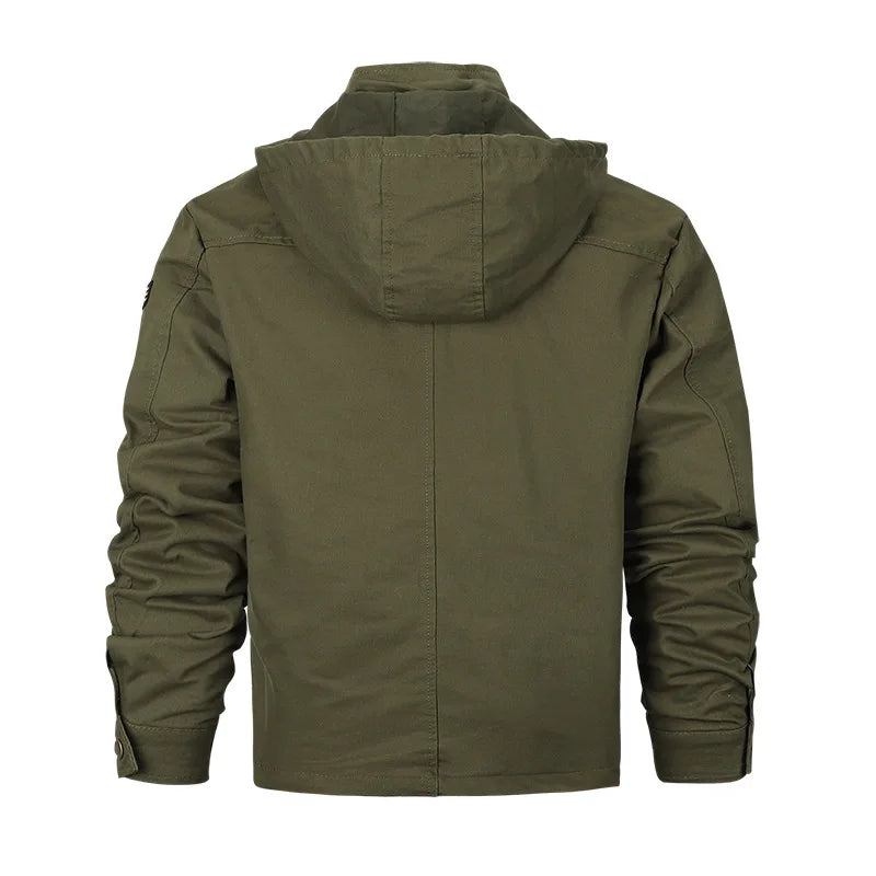 Militärjacken Für Herren Windjacke Mit Kapuze Freizeitjacke Oberbekleidung Für - Schwarz