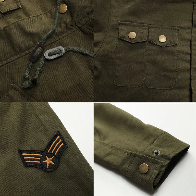 Militärjacken Für Herren Windjacke Mit Kapuze Freizeitjacke Oberbekleidung Für - Schwarz