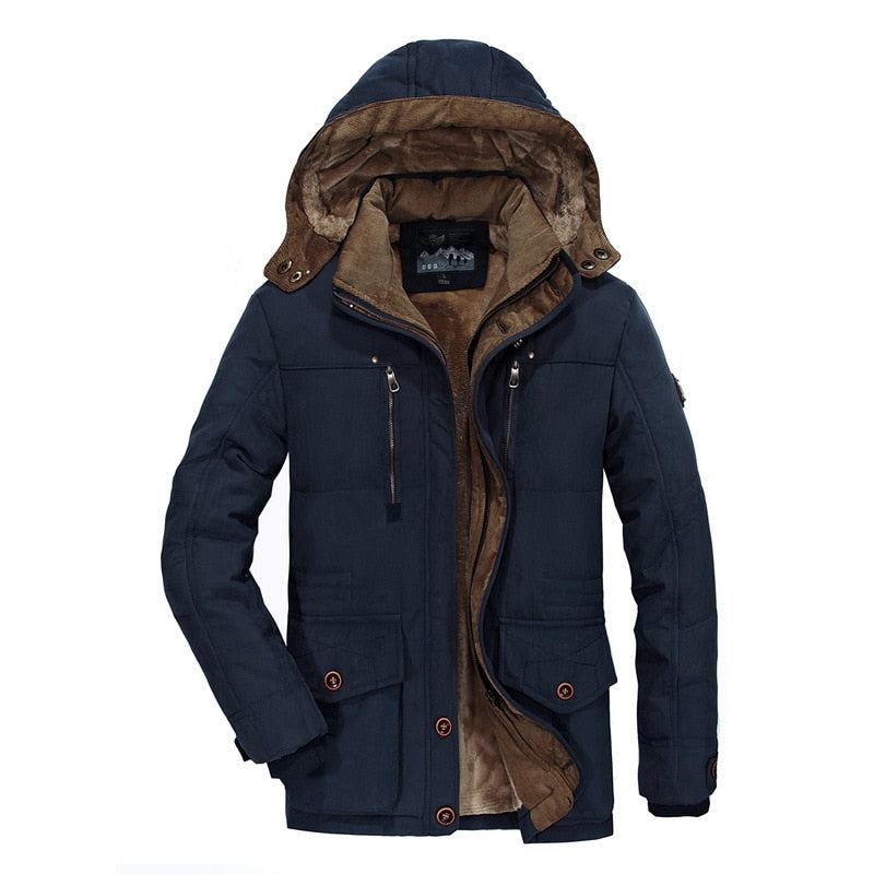 Militärjacken Für Herren Winter-fleece-parkas Lässig Schmal Mehrere Taschen Baumwollgefüttert Mit Kapuze Übermantel Windjacke Mäntel - Kaffee