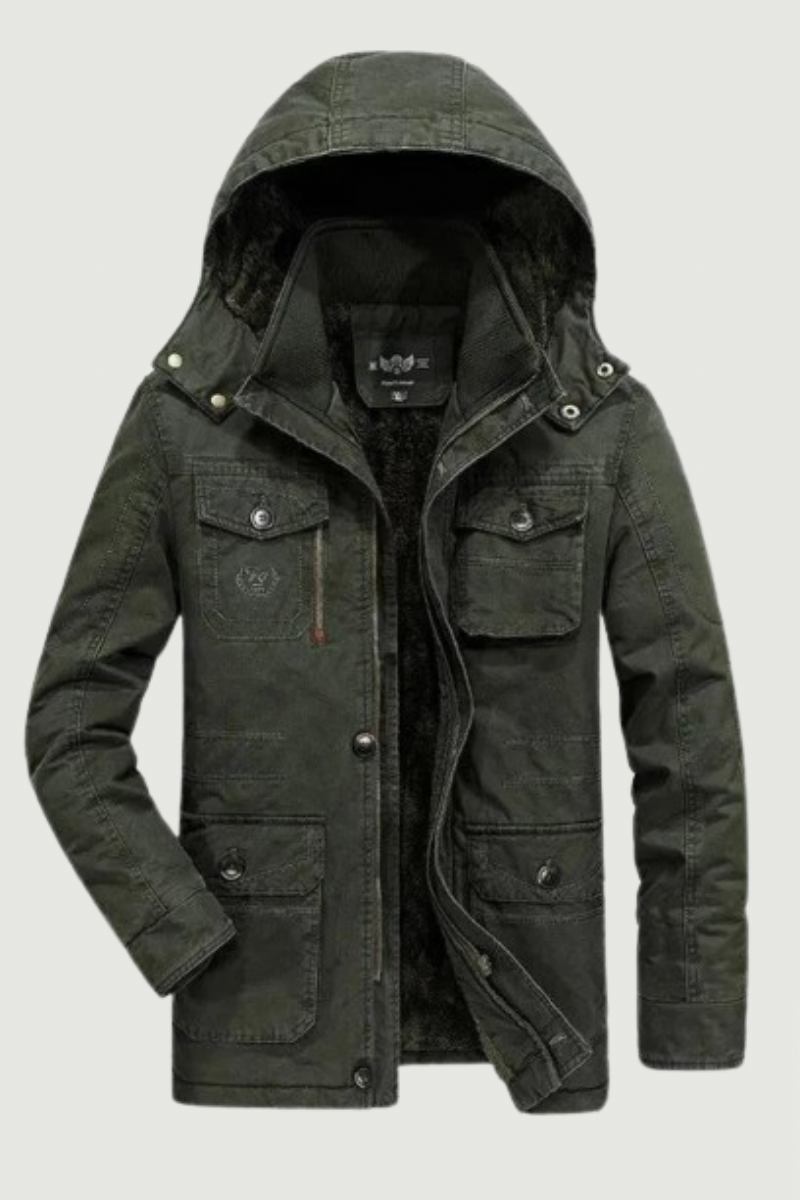 Mittellange Winterjacken Für Herren Stil Baumwollgefütterte Windjacke Trend Baumwolle Wärmende Winddichte Mäntel