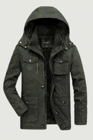 Mittellange Winterjacken Für Herren Stil Baumwollgefütterte Windjacke Trend Baumwolle Wärmende Winddichte Mäntel