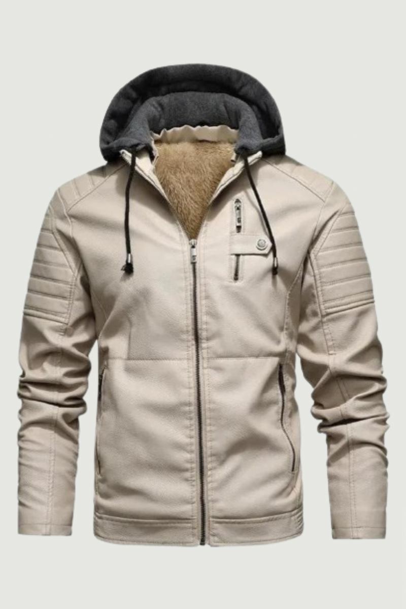 Motorrad-kapuzenjacke Lederjacke Herren Einfarbig Fleece Lässig Windjacke Schmale Militärische Taktische Dicke Mäntel Winter