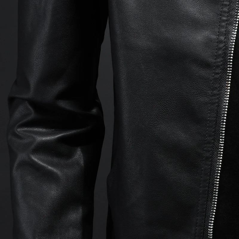 Motorrad-lederjacken Herren Business Lässig Biker-lederjacke - Schwarz