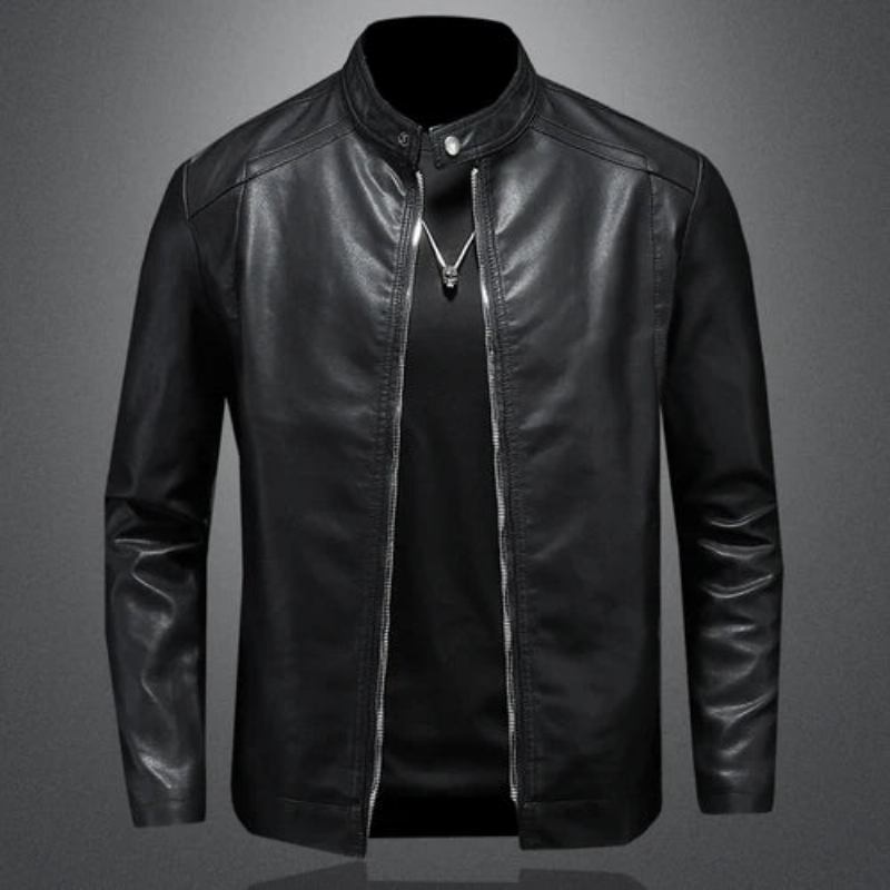 Motorrad-lederjacken Herren Business Lässig Biker-lederjacke - Schwarz