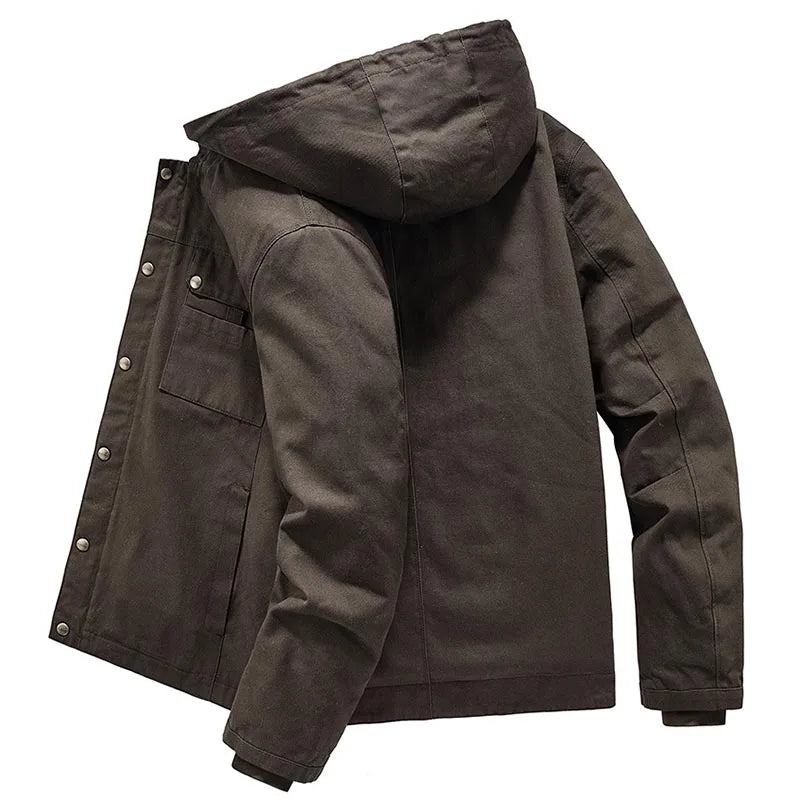 Motorradjacke Mantel Parkas Für Herren Militärjacken Kalte Jacken Für Mit Kapuze Luxuskleidung Winterjacken - Schwarz