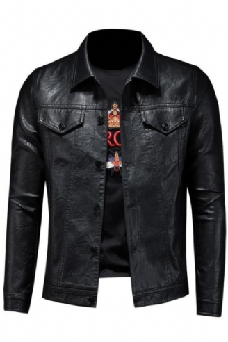 Neue Lederjacke Für Herren Winter-lederjacke Biker Motorrad Reißverschluss Langärmliger Mantel Top Blusen