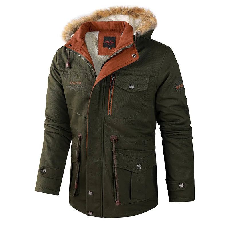 Parkas Für Herren Naturwanderung Leichte Wattierte Jacken Sweatshirt Mit Reißverschluss Mäntel Kapuze Winter Mantel - Schwarz