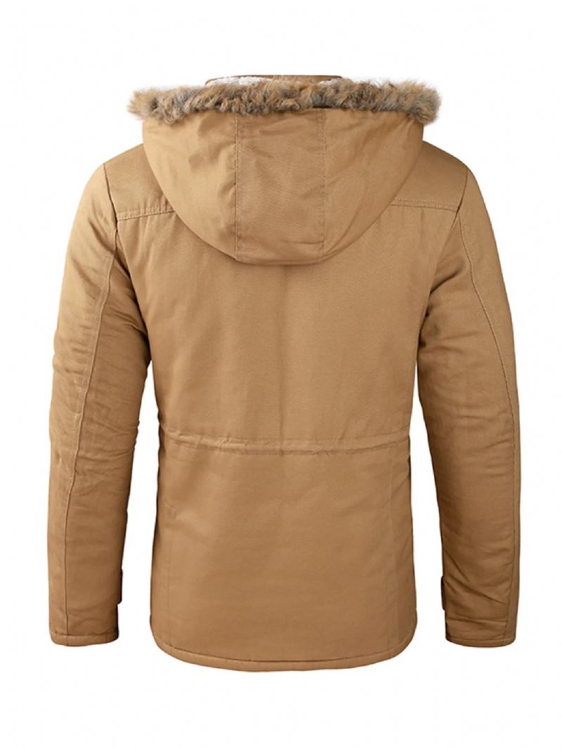 Parkas Für Herren Naturwanderung Leichte Wattierte Jacken Sweatshirt Mit Reißverschluss Mäntel Kapuze Winter Mantel - Schwarz