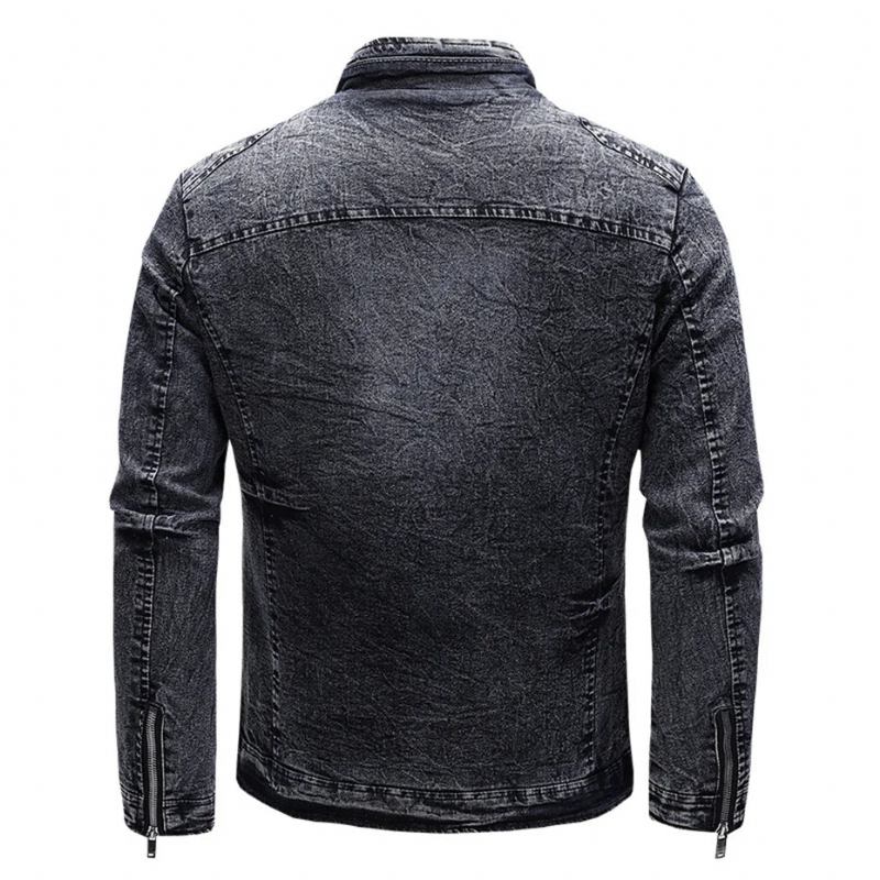 Schwarze Jeansjacke Für Herren Herbst-winter-fleecejacken Mäntel Slim Fit Lässig Motorrad-biker-jeansmantel Oberbekleidung Für - schwarz