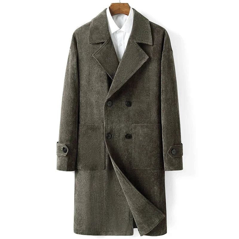 Trenchcoat Für Herren Frühling Herbst Zweireihig Schmal Mittellang Mäntel Für Freizeitjacken - Dunkelgrau