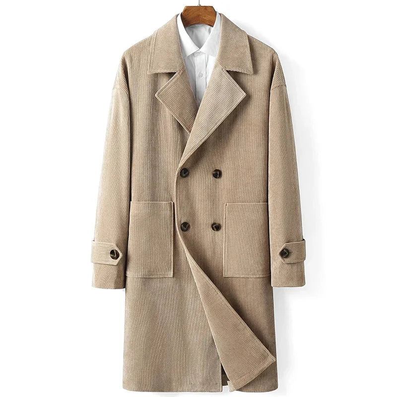 Trenchcoat Für Herren Frühling Herbst Zweireihig Schmal Mittellang Mäntel Für Freizeitjacken - Dunkelgrau