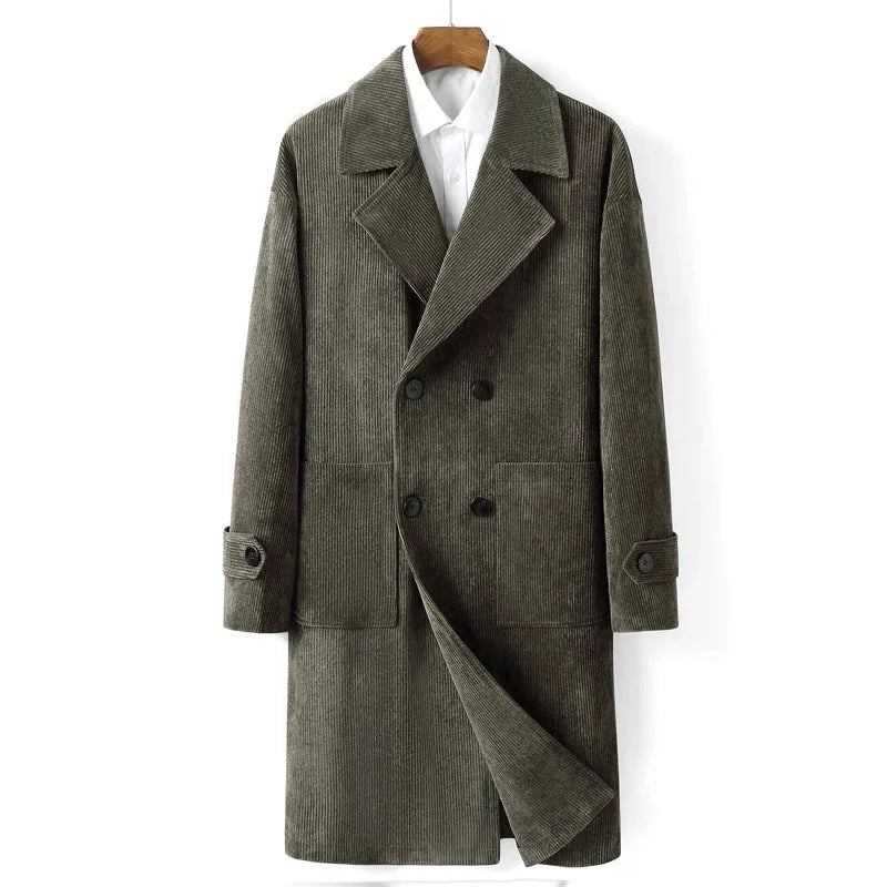 Trenchcoat Für Herren Frühling Herbst Zweireihig Schmal Mittellang Mäntel Für Freizeitjacken - Dunkelgrau