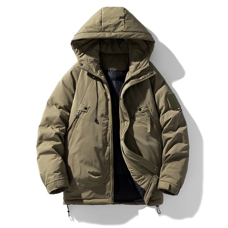 Warme Parkas Mit Kapuze Hochwertige Herren-wintermäntel Im Lockeren Stil Cargo-jacken Herren-windjacke Winter-outdoor-mäntel - Grün