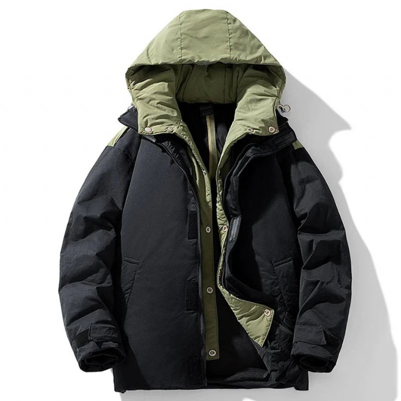 Wasserdichte Daunenjacke Für Herren Winter-pufferjacke Mäntel Winter-daunenmantel Mit Kapuze Campingjacken Schwarz - grün