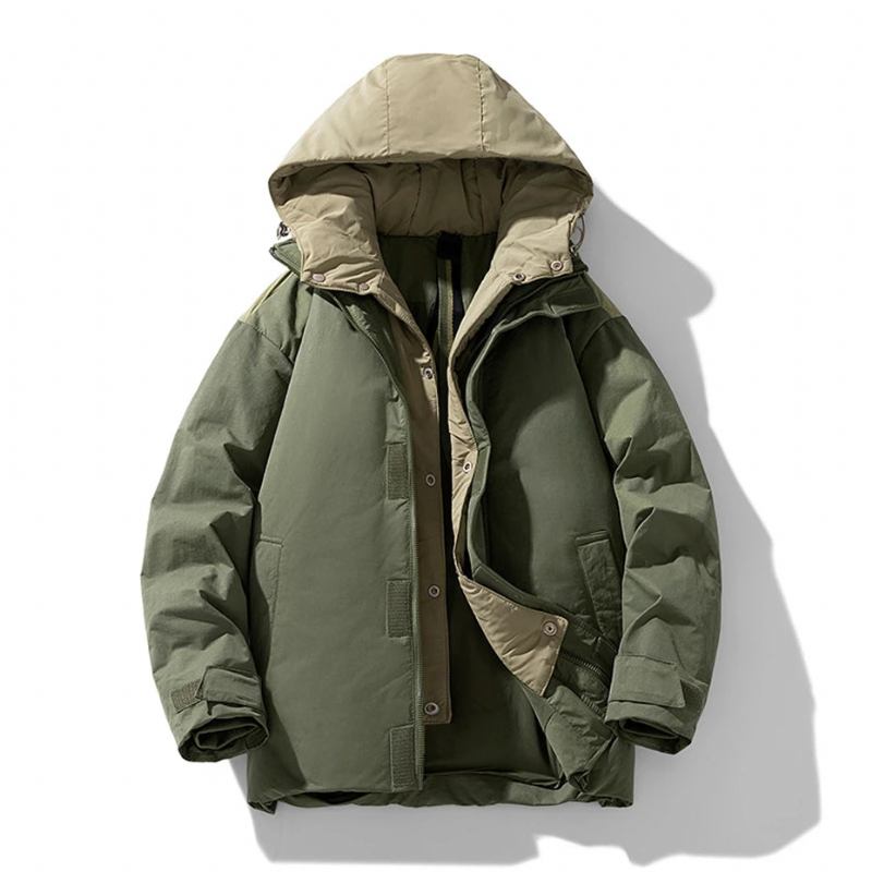 Wasserdichte Daunenjacke Für Herren Winter-pufferjacke Mäntel Winter-daunenmantel Mit Kapuze Campingjacken Schwarz - grün