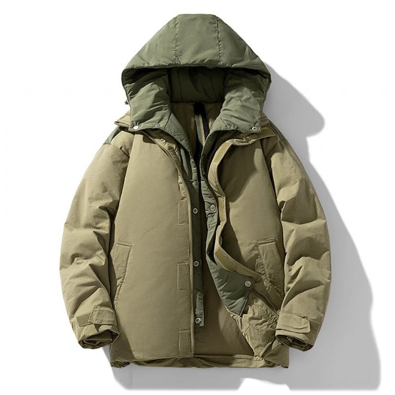 Wasserdichte Daunenjacke Für Herren Winter-pufferjacke Mäntel Winter-daunenmantel Mit Kapuze Campingjacken Schwarz - grün