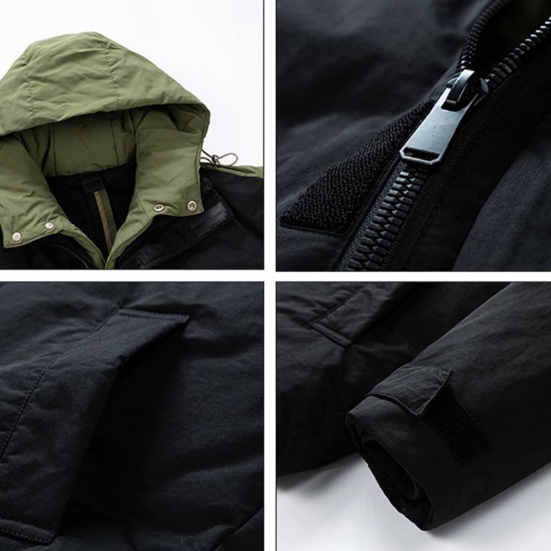 Wasserdichte Daunenjacke Für Herren Winter-pufferjacke Mäntel Winter-daunenmantel Mit Kapuze Campingjacken Schwarz - grün