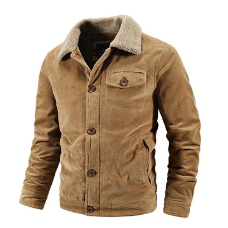 Winter-cordjacken Für Herren Lässige Oberbekleidung Für Dicke Windjacke Aus Samt Warme Fleecejacken Für - Khaki