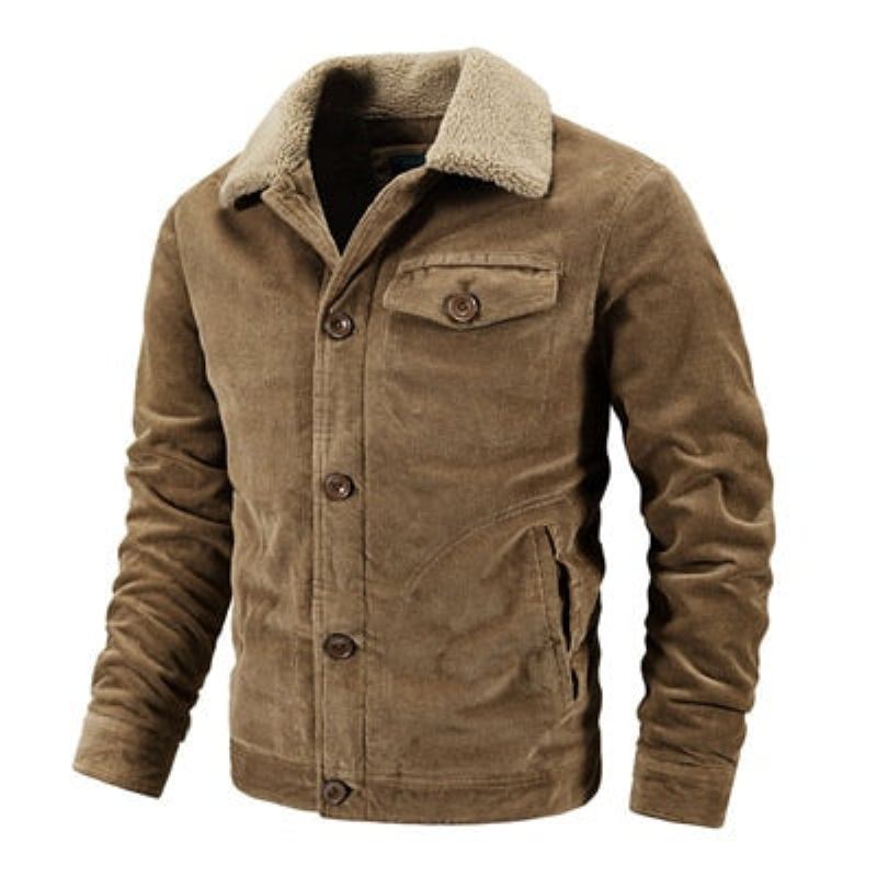 Winter-cordjacken Für Herren Lässige Oberbekleidung Für Dicke Windjacke Aus Samt Warme Fleecejacken Für - Khaki