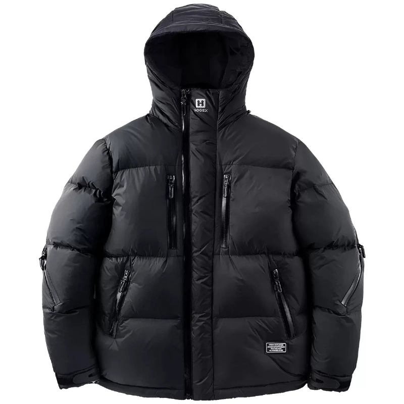 Winter-daunenjacke Für Herren Funktionelle Taktische Weiße Daunenjacke Mit Kapuze Warm Dick Hip-hop-streetwear-mantel - Schwarz