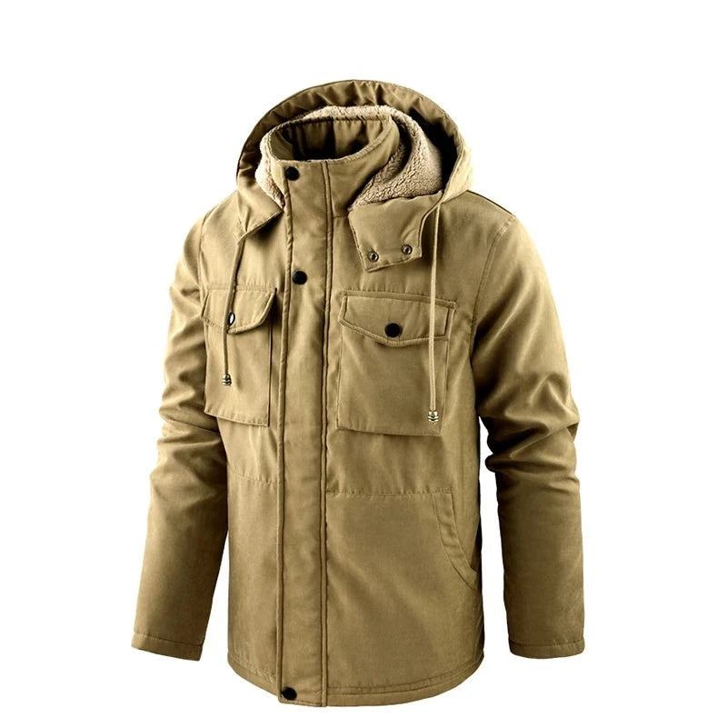 Winter Dicke Warme Fleece-parkajacke Für Herren Winddichte Jacke Mit Kapuze Mantel Herrenjacke - Dunkelblau