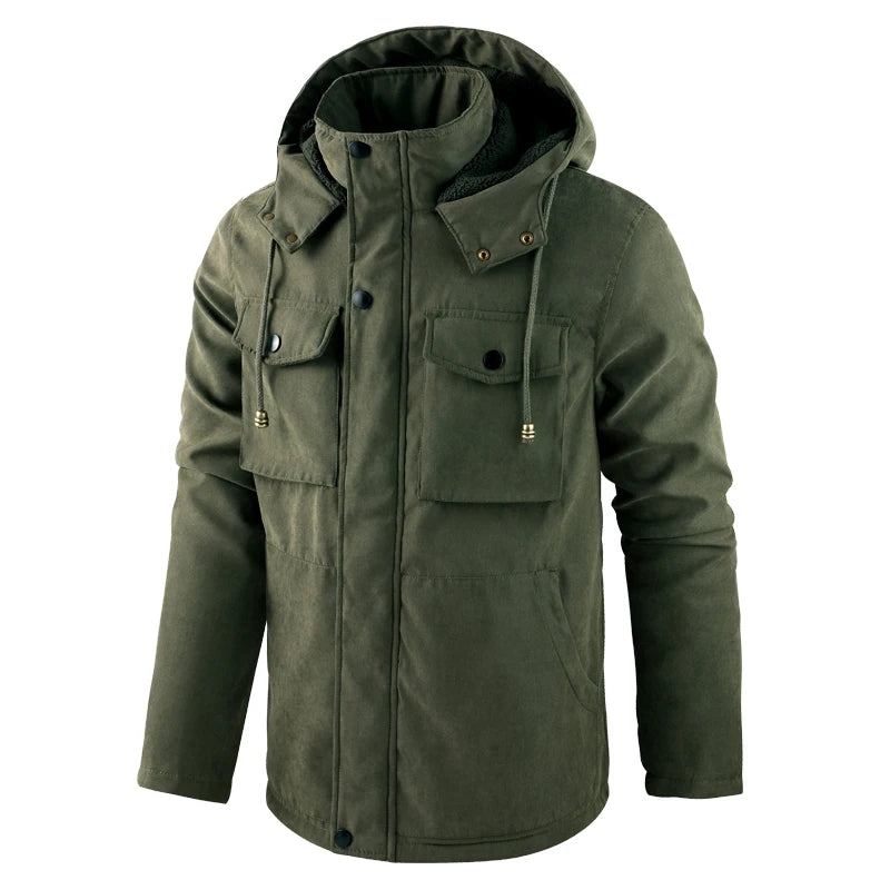 Winter Dicke Warme Fleece-parkajacke Für Herren Winddichte Jacke Mit Kapuze Mantel Herrenjacke - Dunkelblau