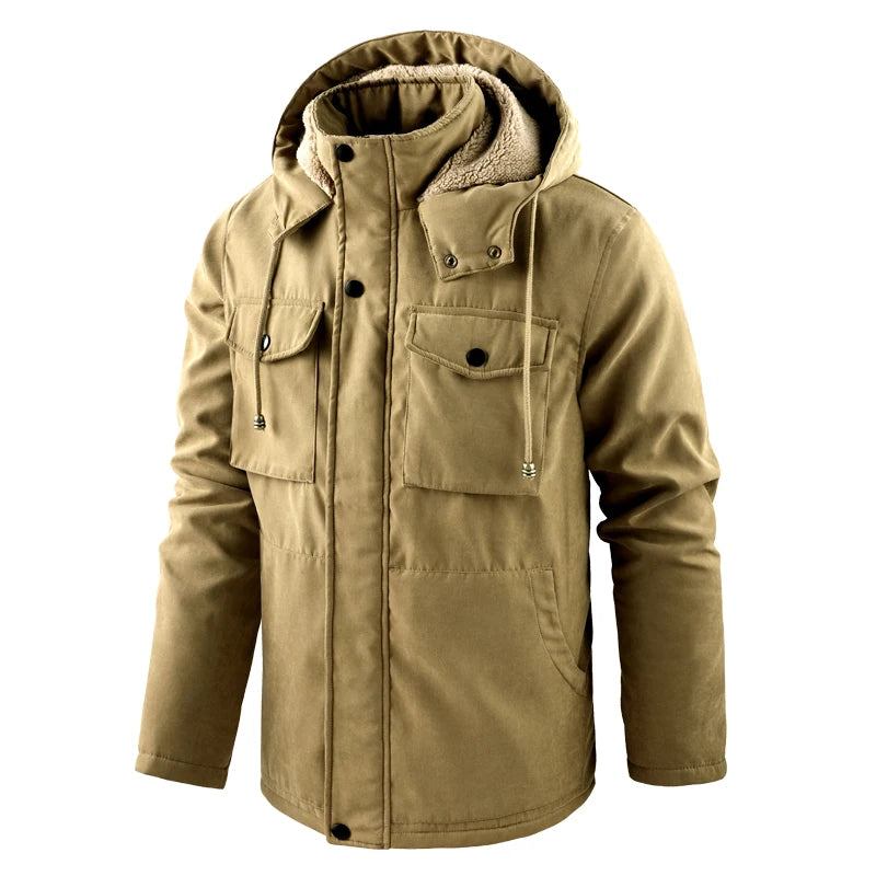 Winter Dicke Warme Fleece-parkajacke Für Herren Winddichte Jacke Mit Kapuze Mantel Herrenjacke - Dunkelblau