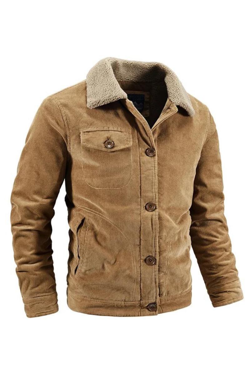 Winter Fleecejacke Für Herren Warm Dick Winddicht Mantel Pelzkragen