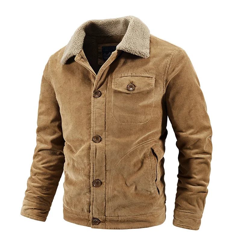 Winter Fleecejacke Für Herren Warm Dick Winddicht Mantel Pelzkragen - Gelb