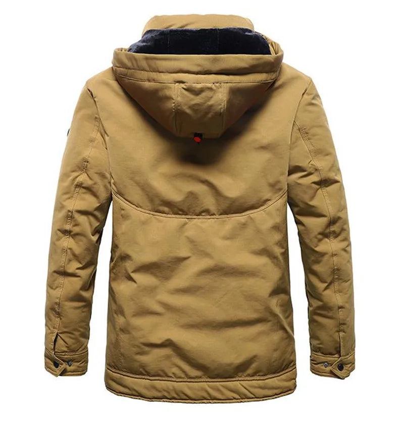 Winter Herren Dicke Jacke Casual Kapuze Warme Windjacke Parkas Mäntel - Schwarz