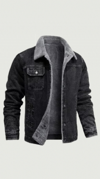 Winter-herrenjacke Dicke Jeansjacke Warme Baumwollgefütterte Herrenjacke Daunenjacke