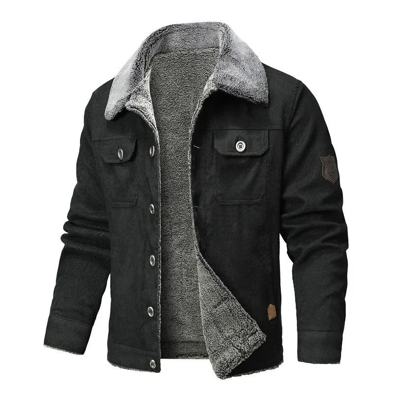 Winter-herrenjacke Dicke Jeansjacke Warme Baumwollgefütterte Herrenjacke Daunenjacke - Schwarz