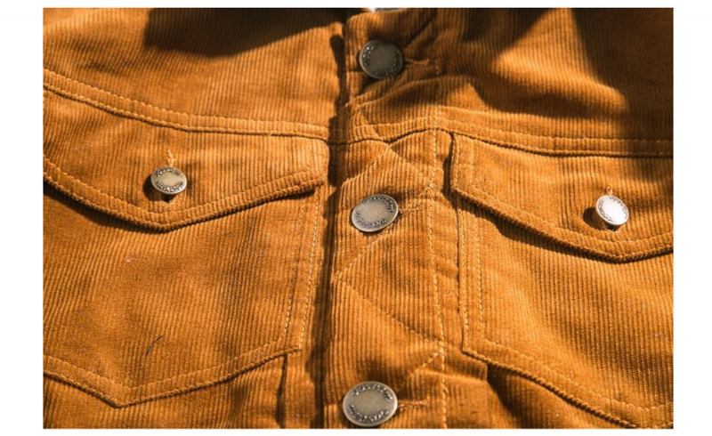 Winter-jeansjacke Für Herren Fleece Warme Cordjacken Lässige Windjacke Mit Stehkragen Für Bomberjacken - Khaki