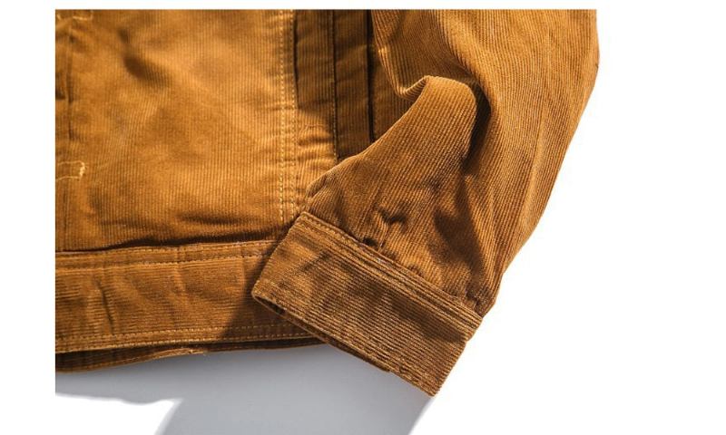 Winter-jeansjacke Für Herren Fleece Warme Cordjacken Lässige Windjacke Mit Stehkragen Für Bomberjacken - Khaki