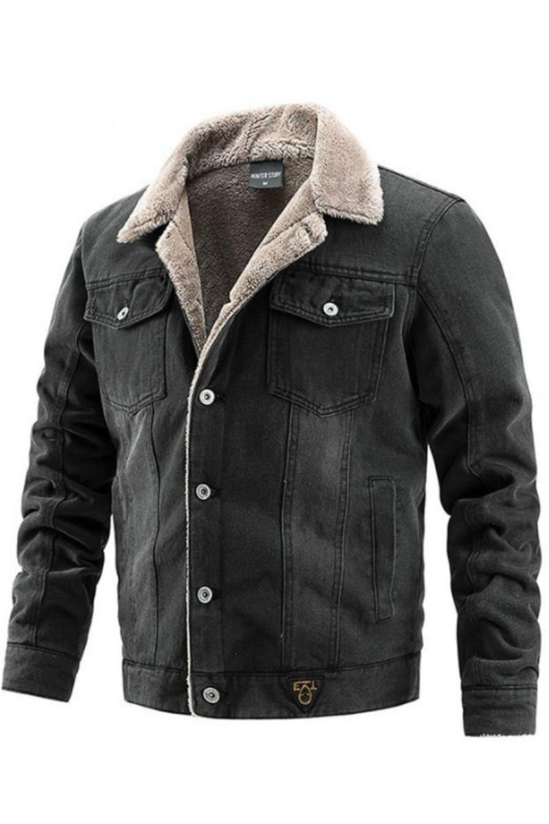 Winter-jeansjacke Für Herren Trendige Warme Fleece-jeansjacke Bomberjacke Windjacke Cowboymäntel Kleidung