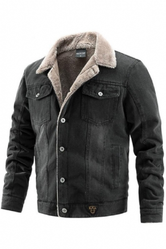 Winter-jeansjacke Für Herren Trendige Warme Fleece-jeansjacke Bomberjacke Windjacke Cowboymäntel Kleidung