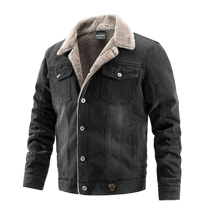 Winter-jeansjacke Für Herren Trendige Warme Fleece-jeansjacke Bomberjacke Windjacke Cowboymäntel Kleidung - Hellblau